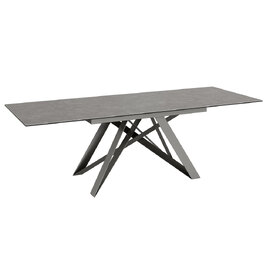 Visalia Ceramic Glass Extending Dining Table In Slate Grey