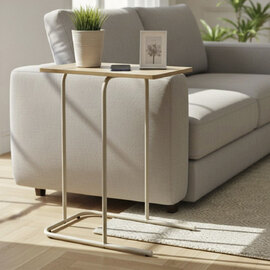 Viseu Wooden Side Table in Grey and Oak