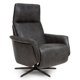 Vistara Leather Swivel Recliner Chair in Dark Grey
