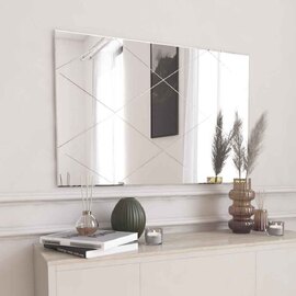 Vocal Glass Wall Mirror with White Wooden Frame