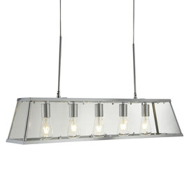 Voyager 5 Lights Clear Glass Bar Pendant Light In Chrome