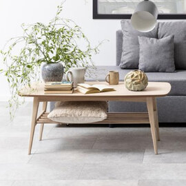 Wabeno Wooden Coffee Table With Undershelf In White Oak