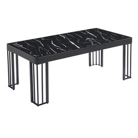 Worley High Gloss Coffee Table In Black Marble Effect With Black Legs