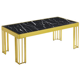 Worley High Gloss Coffee Table In Black Marble Effect With Gold Legs