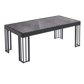 Worley High Gloss Coffee Table In Grey Marble Effect With Black Legs
