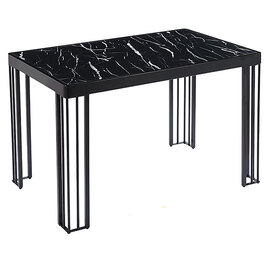 Worley High Gloss Dining Table In Black Marble Effect With Black Legs