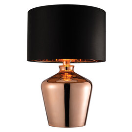 Waldorf Black Fabric Table Lamp In Copper Glass Base