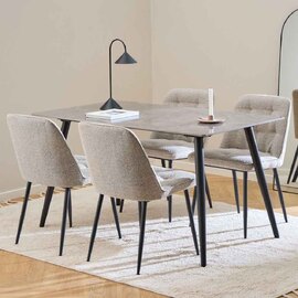 Waldorf Grey Ceramic Dining Table With 4 Bethel Chairs In Monza