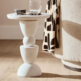 Walhalla Wooden Column Side Table In White