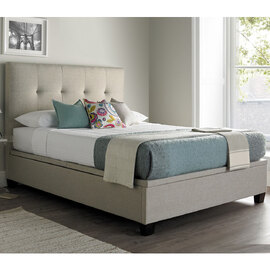 Walker Fabric Ottoman Storage Double Bed In Oatmeal