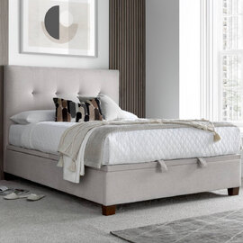 Walker Velvet Ottoman Storage Super King Size Bed In Clay