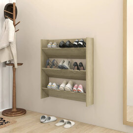 Walpi Wooden Wall Shoe Storage Rack In Sonoma Oak