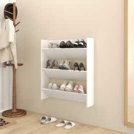Walpi Wooden Wall Shoe Storage Rack In White