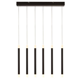 Wands LED 6 Lights Bar Ceiling Pendant Light In Matt Black