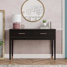 Wantagh Wooden Console Table With 2 Drawers In Black