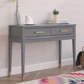 Wantagh Wooden Console Table With 2 Drawers In Graphite
