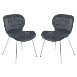 Warden Grey Velvet Dining Chairs With Silver Legs In A Pair
