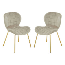 Warden Mink Velvet Dining Chairs With Gold Legs In A Pair