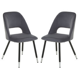 Warns Grey Velvet Dining Chairs With Silver Foottips In A Pair