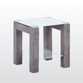 Warren Glass End Table In White With Concrete Effect Base