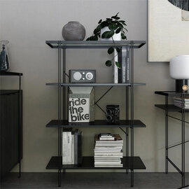 Warren Wooden Bookcase With 4 Shelves In Black