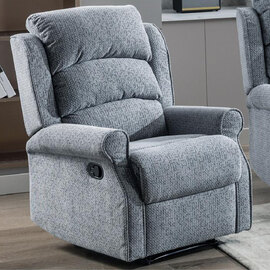 Warth Fabric Recliner 1 Seater Sofa In Steel Blue