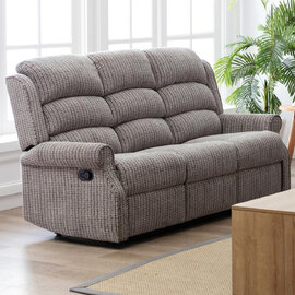 Warth Fabric Recliner 3 Seater Sofa In Latte