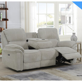 Wauchula Fabric Electric Recliner 3 Seater Sofa - Beige