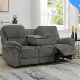 Wauchula Fabric Electric Recliner 3 Seater Sofa - Stone