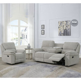 Wauchula Fabric Recliner 3+1+1 Seater Sofa Set - Beige