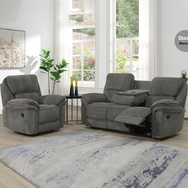 Wauchula Fabric Recliner 3+1+1 Seater Sofa Set - Stone