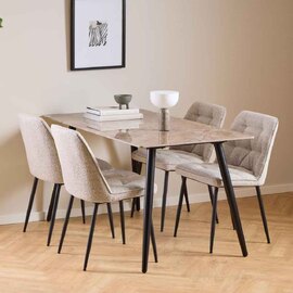 Waukee Ceramic Dining Table With 4 Chairs - Brown And Beige