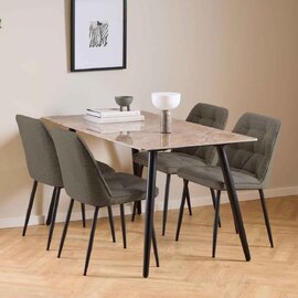 Waukee Ceramic Dining Table With 4 Chairs - Grey And Taupe