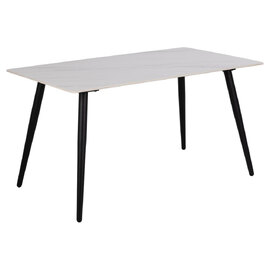 Waukee Ceramic Dining Table With Matt Black Legs In White Unico