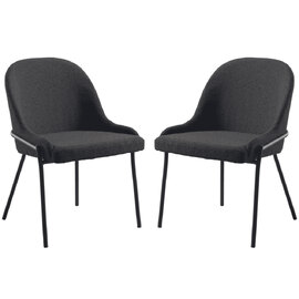 Wayne Dark Grey Fabric Side Dining Chairs In Pair