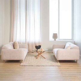 Welch Fabric 2.5+2.5 Seater Sofa Set In Fay Beige
