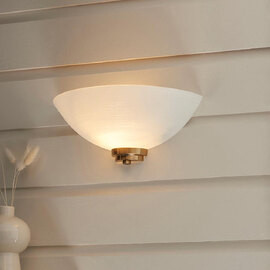 Welles White Glass Wall Light In Brushed Aged Brass