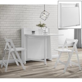 Hanaye Folding Console In To A Dining Table Set In White