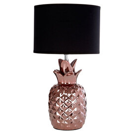 Wenka Black Fabric Shade Table Lamp With Copper Ceramic Base