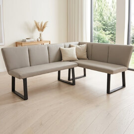 Wesin Faux Leather Corner Dining Bench in Stone