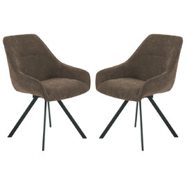Westbrook Brown Fabric Dining Chairs in Pair