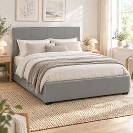 Westley Faux Leather Ottoman Storage Double Bed in Grey