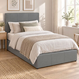 Westley Faux Leather Ottoman Storage Single Bed in Grey