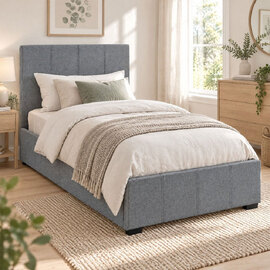 Westley Linen Fabric Ottoman Storage Single Bed in Grey