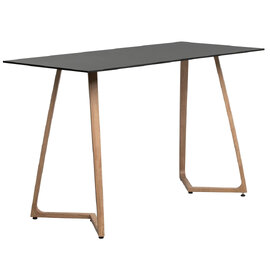 Wichita 12mm HPL Top Black Bar Table 180cm with Oak Legs
