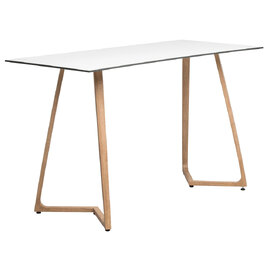 Wichita 12mm HPL Top White Bar Table 180cm with Oak Legs