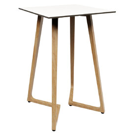 Wichita 12mm HPL Top White Bar Table 70cm with Oak Legs