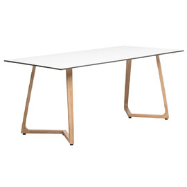 Wichita 12mm HPL Top White Dining Table 180cm with Oak Legs