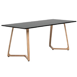 Wichita 18mm MFC Top Black Dining Table 180cm with Oak Legs