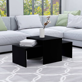 Wilde Wooden Set Of 2 Coffee Tables In Black